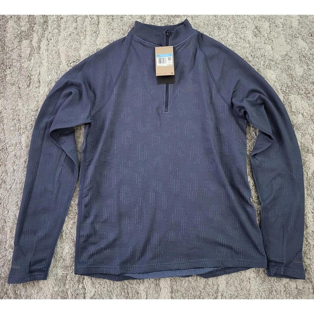 Nike Mens size M Pinnacle Running Division 1/2 Zip Shirt Thunder Blue FZ1121-437